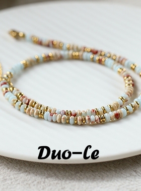 青岛出口黄铜镀18K真金 欧美极简冷淡ins风时尚设计感天然石串珠