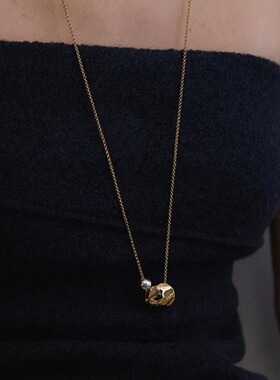 青岛出口ins小众设计金银撞色小珠子项链女铜镀18k金冷淡风简约