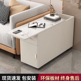 边几轻奢角几客厅储物柜沙发边柜缝隙侧边扶手柜钢化玻璃台面茶几