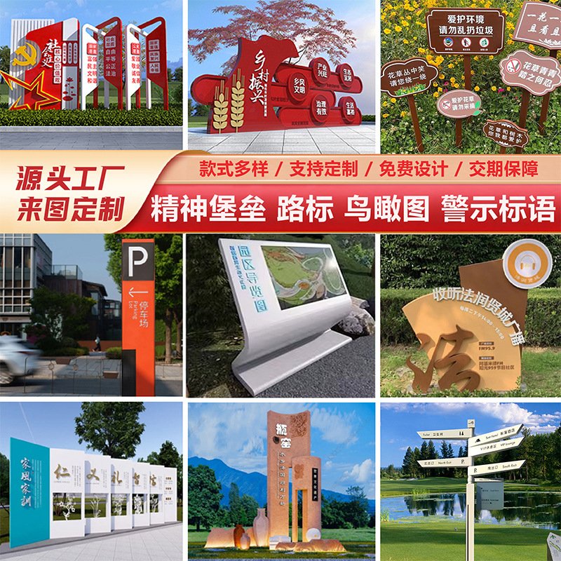 户外导视牌公园指路牌景区鸟瞰牌不锈钢警示牌文化宣传栏精神堡垒