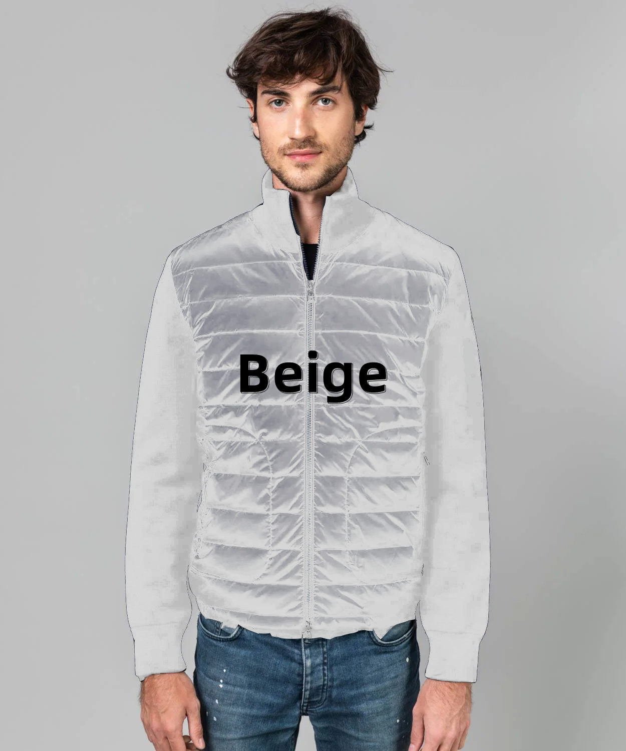 thumbnail for JHXDF PRO032 Logo Patch Wool Cardigan Logo Knitted Down