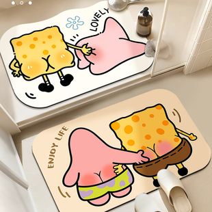 卡通浴室地垫硅藻泥吸水防滑家用卫生间可爱地毯厨房门口新款 脚垫