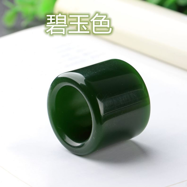 甄选外蒙料鸡血石玉扳指 仿碧玉白玉士大气玉指环 古装道具玉指环