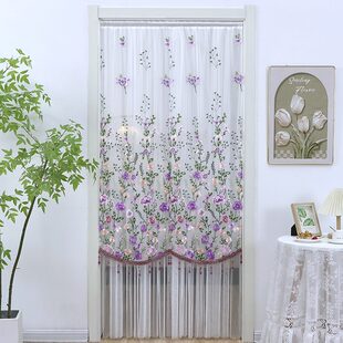 甄选 隔帘帘子防蚊帘遮挡纱帘免打 四倍褶皱 定刺绣吊珠门帘长款