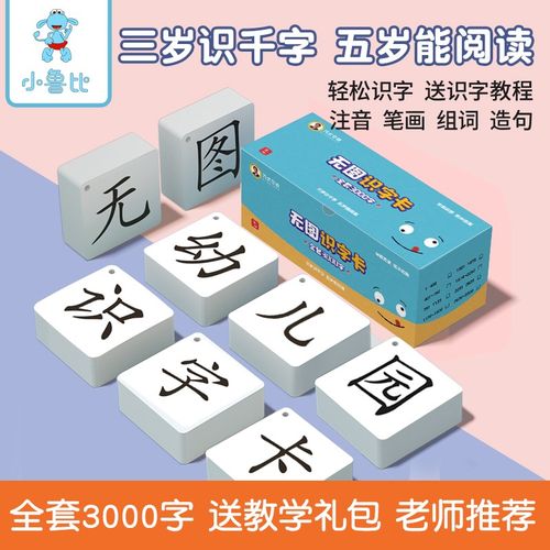 小鲁比幼小衔接识字卡3000字幼儿园宝宝无图识汉字儿童认字生字卡
