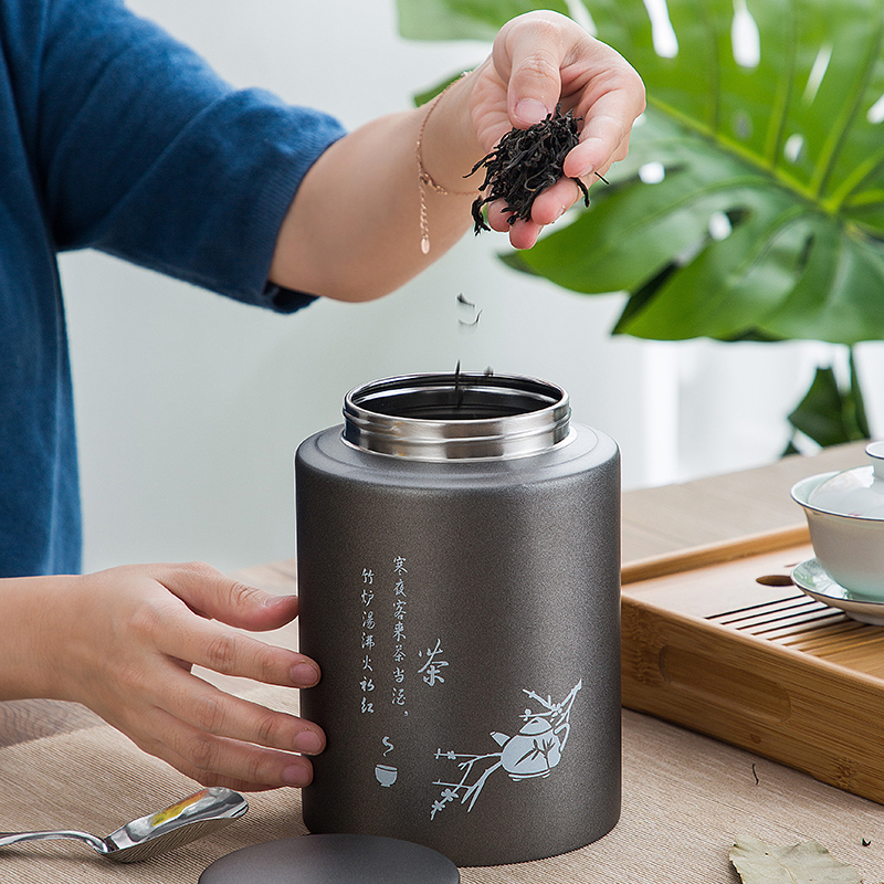 不锈钢大号一斤装茶叶罐 密封储存空罐茶罐 绿茶包装茶罐子空铁盒