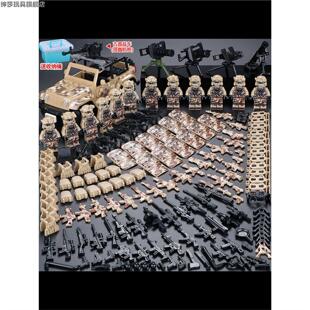 中国威龙特警积木人仔帅气军事特种兵士兵武器儿童拼装礼物玩具