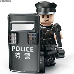 中国军事幽灵特种兵积木人仔防爆特警士兵武器男孩子拼装乐高玩具