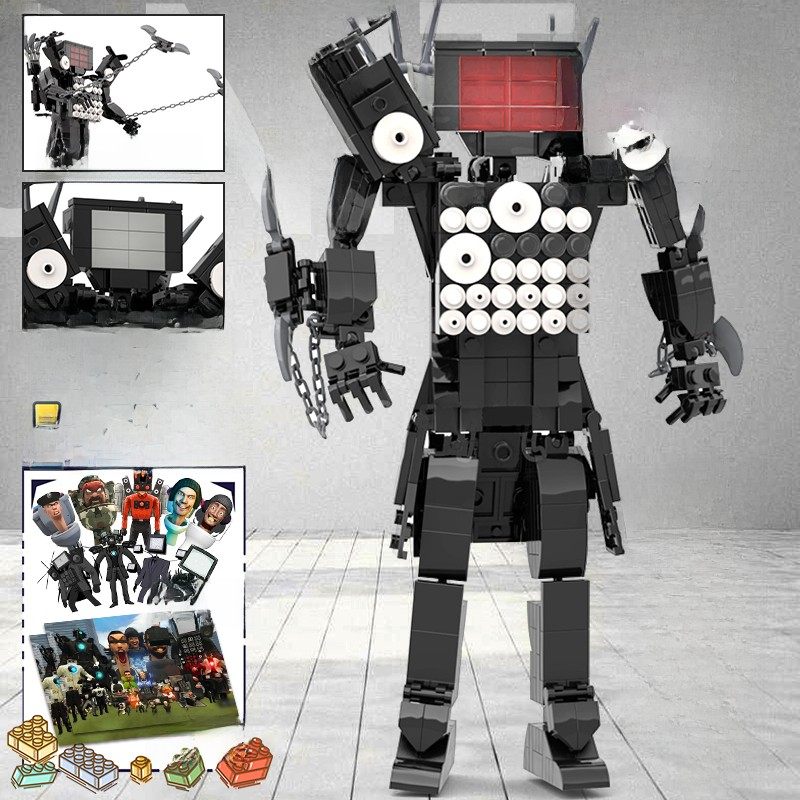 泰坦电视人拼装积木马桶人和生化监控人vs音响人手办男孩子玩具