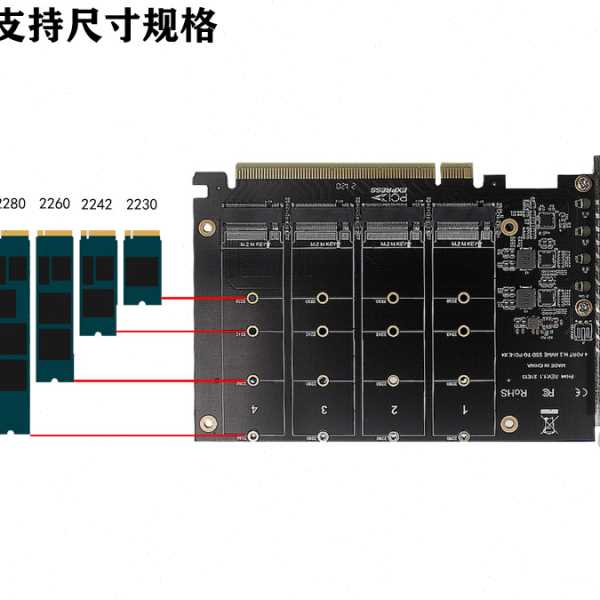 PCIEX16 NVME M.2 MKEY SSD RAID阵列扩展转接卡主板PCIE拆分卡