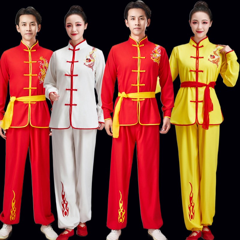 新款舞龙舞狮服装打鼓服锣鼓队中A国风刺绣龙武术练功服秧歌腰鼓