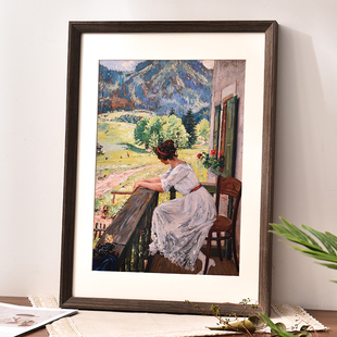 简约实木画 画框装裱4K8开 素描水彩画 画A4a3海报拼图相框定制空