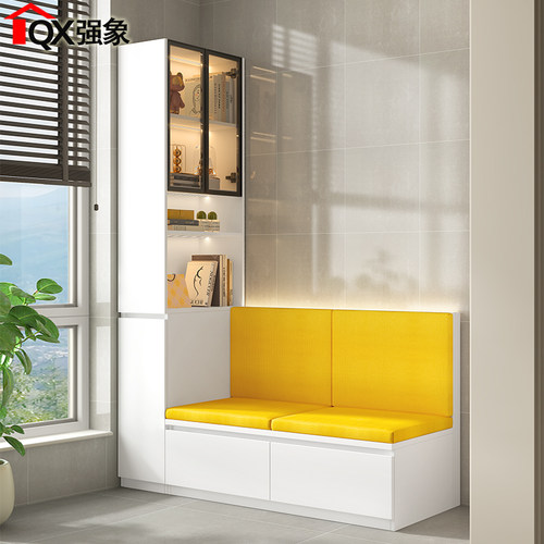 阳台休闲卡座沙发储物柜飘窗柜一体客厅玻璃门夹缝窄柜定制Y16