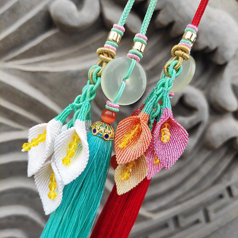 平安扣车挂 马蹄莲特色名族手工艺挂饰DIY材料包 时尚编绳饰品