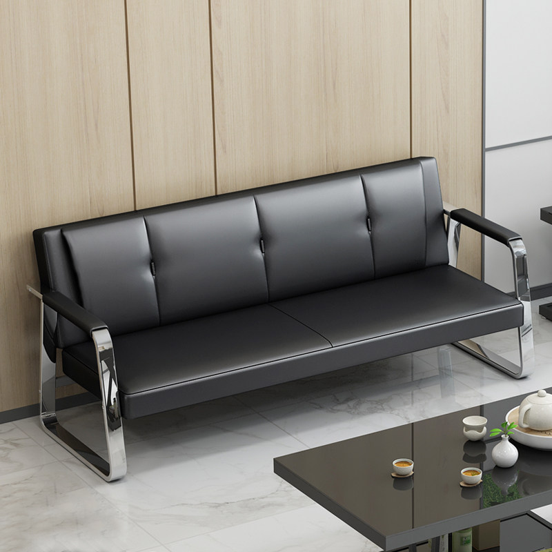 办公沙发茶几组合简约小型办公室店面商务会客接待三人位钢架沙发