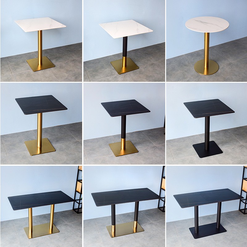 奶茶甜品店岩板圆桌商用接待洽谈酒吧咖啡西餐厅方桌阳台家用定制