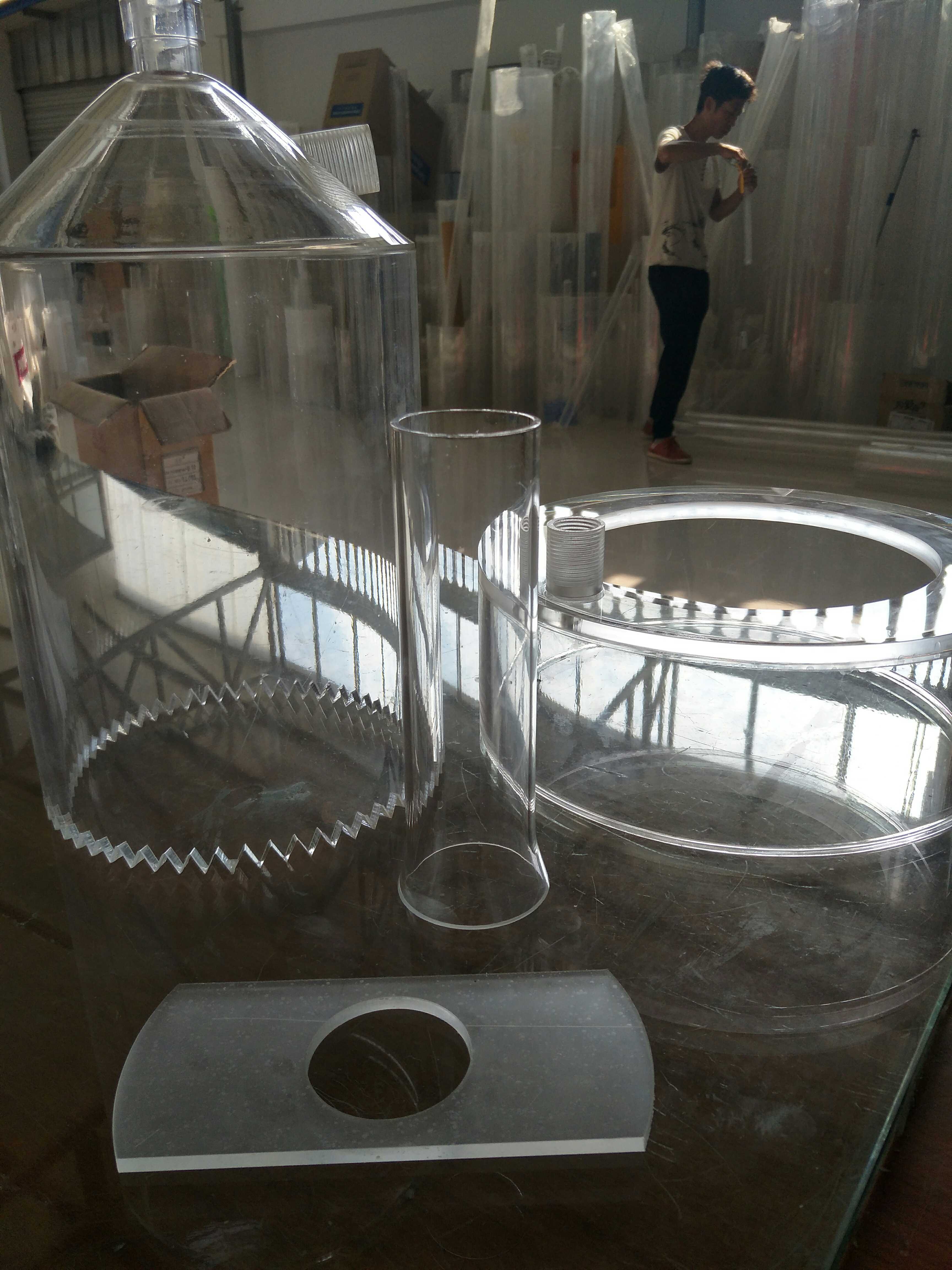 高透明亚克力有机玻璃制品定做鱼缸漏斗法兰充羽绒桶罩子弯管灯罩