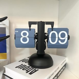 机械电子自动翻页时钟客厅桌面摆件装 创意复古欧式 饰闹钟家居礼品