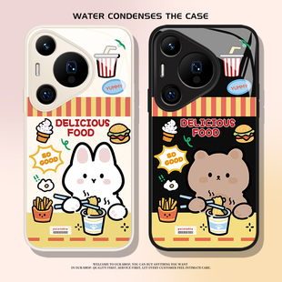泡面情侣手机壳适用于华为pura70小熊兔子pura80网红p60pro玻璃p50新款 p30全包小众 p40超火p70可爱Ultra爆款