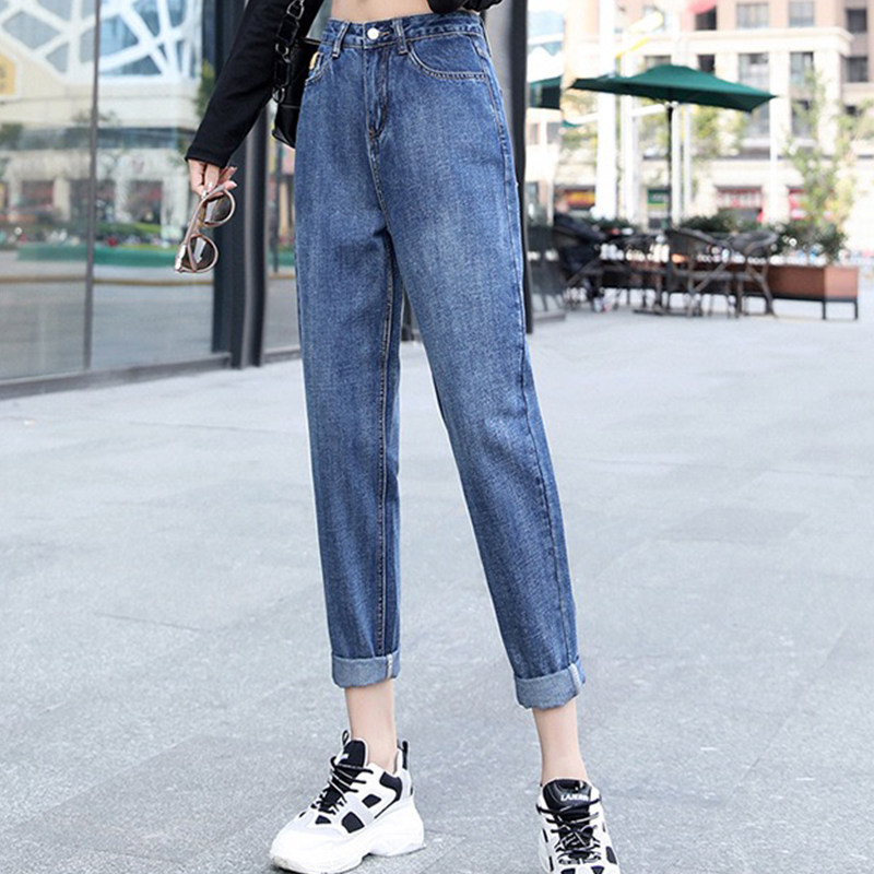 直筒牛仔裤女薄款2025夏季新款瘦瘦感高腰显瘦小个子哈伦九分裤子