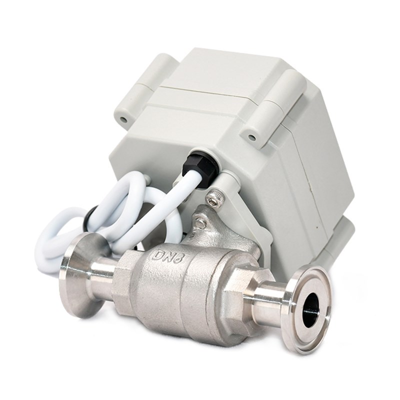 二通式不锈钢直通球阀 常温空压机可用快装两通微型智能电动阀DN8