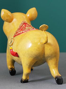 富贵金猪彩铜摆件生肖福猪工艺品家居客厅桌面全铜装饰品开业送礼
