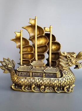 铜龙船一帆风顺帆船摆件大号满载而归创意家居客厅办公室工艺品