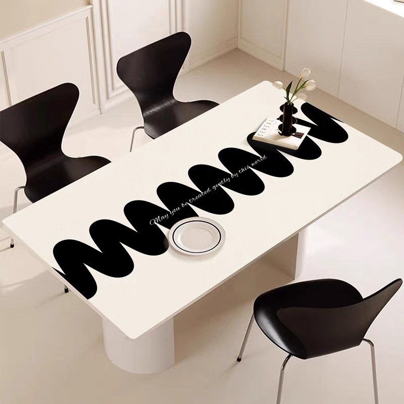 现代简约餐桌垫防油防水防烫免洗轻奢高级感长方形皮革桌布茶几垫