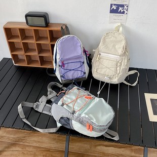 户外双肩包抽绳迷你休闲包轻便百搭旅I行登山包女轻便旅游小背包