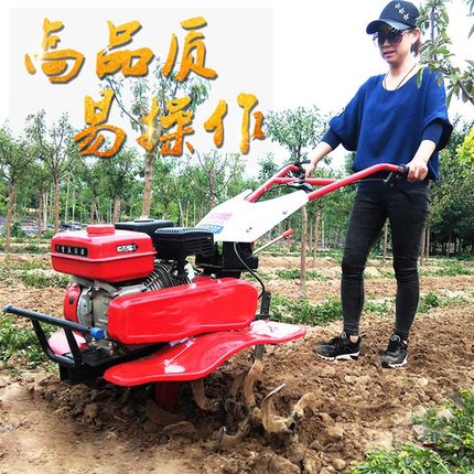 新款手扶开沟施肥微耕机蔬菜大B棚旋耕锄草机小型开荒耕地松土机
