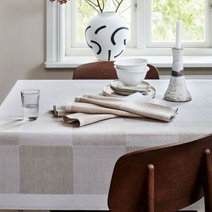 现代简约棉麻桌布白色轻奢高级感棋盘格长方形家用餐桌茶几桌布