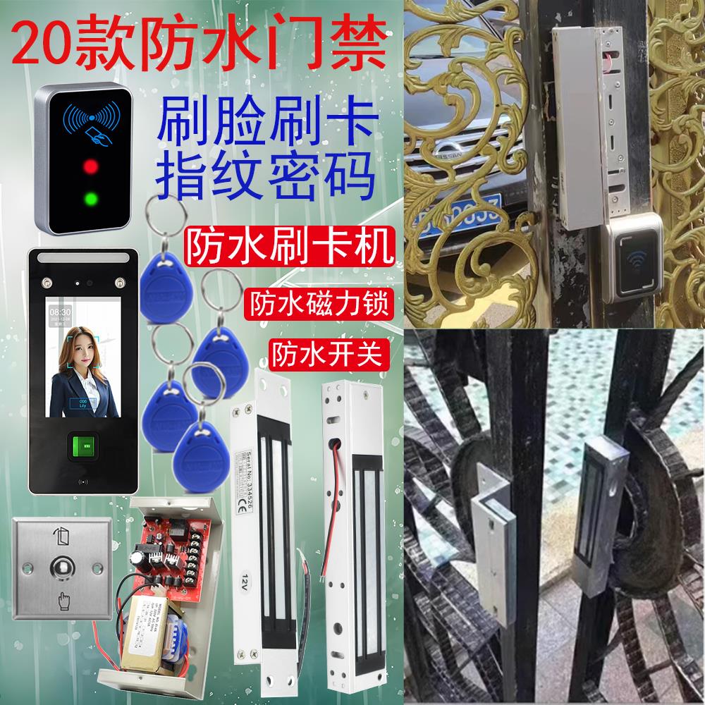 户外防水门禁套装刷脸刷卡指纹IDIC室外磁力锁社区铁艺门栅栏动