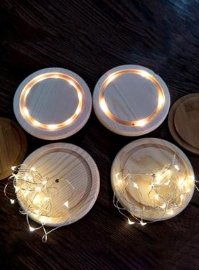 玻璃罩底座 木底座 竹木 松木底托 LED带灯发光底座 软木塞防脱底