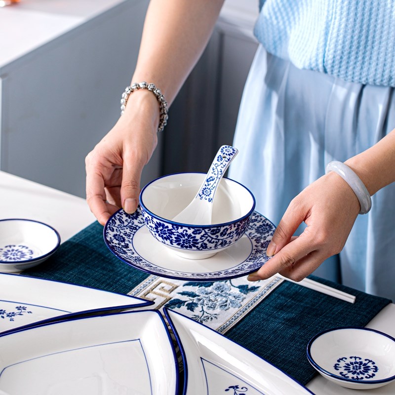 新款圆桌盘子菜盘家用网红陶瓷过年夜团圆饭拼盘餐具组合碗碟禄邦