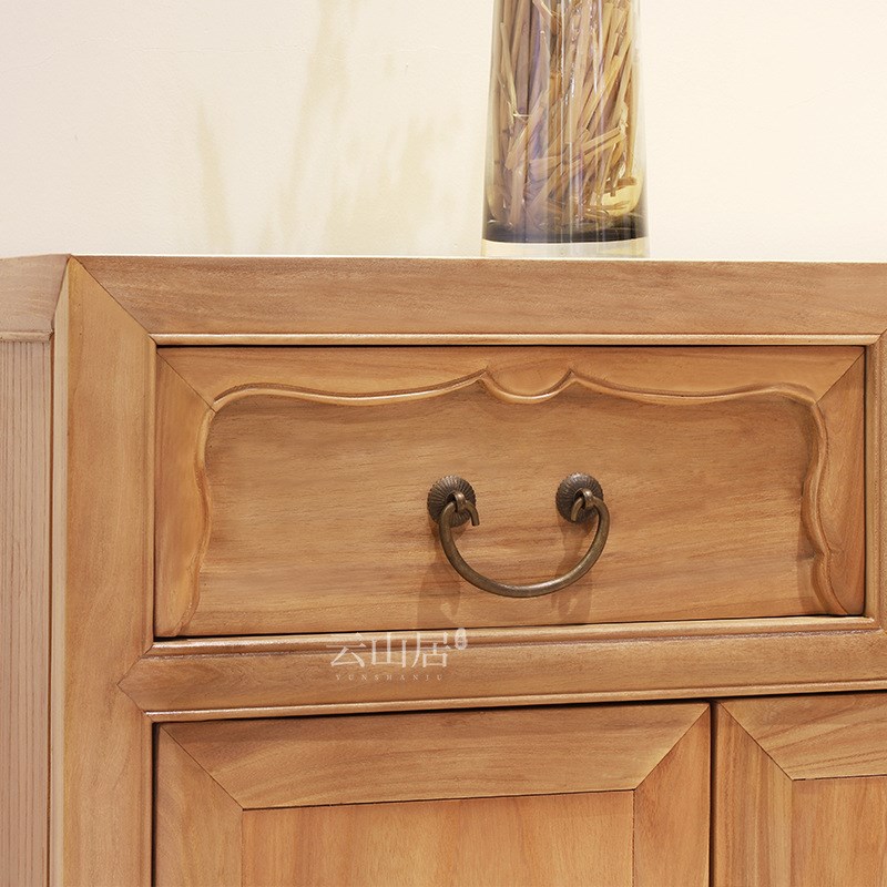 新中式实木餐边柜榆木储物柜客厅靠墙家用收纳边柜简约矮柜