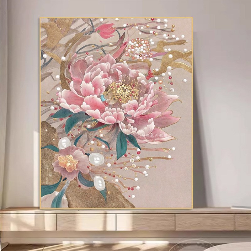 富贵牡丹钻石画2024新款客厅高级感艺术花卉砖石绣粘钻十字绣满钻