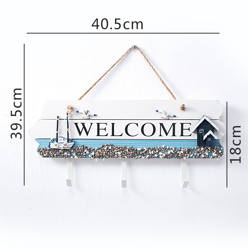 地中海welcome欢迎牌挂衣钩墙面装饰挂牌门后玄关创意壁挂衣帽钩