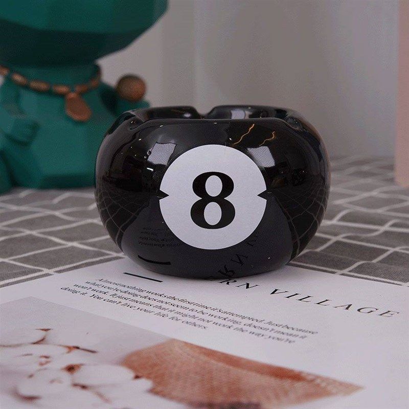 时尚台球厅个性烟灰缸烟盅陶瓷桌球酒吧KTV摆件创意客厅烟缸