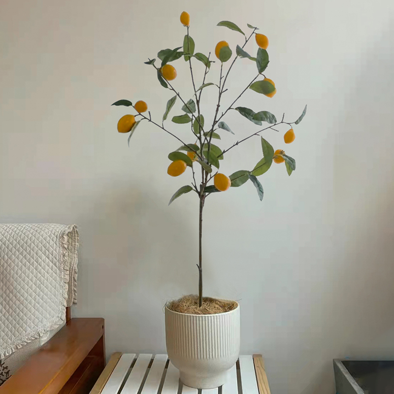 森空间绿植仿真柠檬树室内客厅落地盆栽装饰简约软装仿生植物摆件