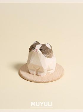 手工木雕橘猫丨小猫咪办公室工位电脑桌面摆件创意装饰品可爱女生