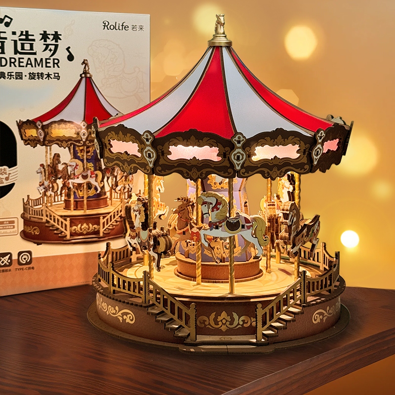 手工音乐八音盒女孩生日礼物7积木8拼图10儿童9益智玩具6岁以上12