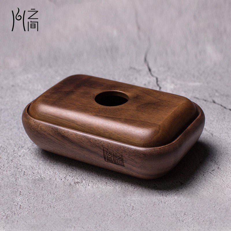 之间日光皂盒胡桃木材质 出差旅行便携肥皂盒 浴室带盖香皂盒