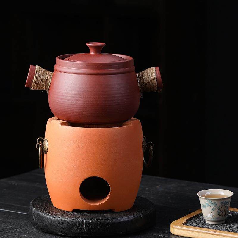 中式围炉煮茶红泥煮茶器家用陶锅煮茶碗炭炉明火烧水副榜炉汤锅壶