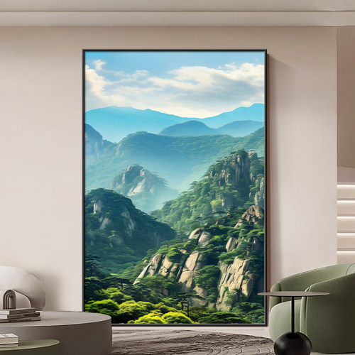 背有靠山客厅落地画现代简约入户玄关背景墙装饰画高级感风景壁画