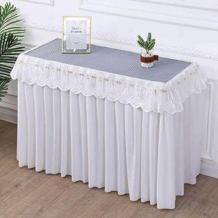 老式缝纫机套罩家用防尘布艺长方形长条桌围裙展会供桌布盖布盖巾