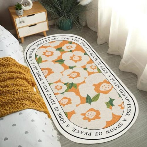 卧室床边地毯仿羊绒地垫加厚毛绒椭圆可爱家用房间地毯床尾可机洗