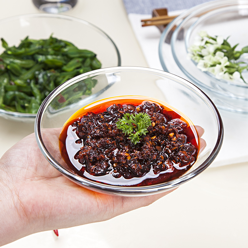 菲内克斯钢化玻璃家用带底酱料碟饭碗小菜碗沙拉碗可微波炉玻璃碗
