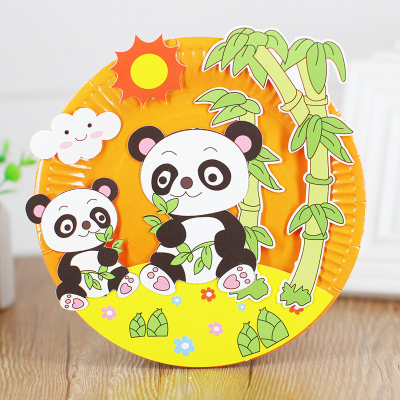 单个场景纸盘画 儿童手工制作 幼儿园创意卡通DIY粘贴贴纸材料包