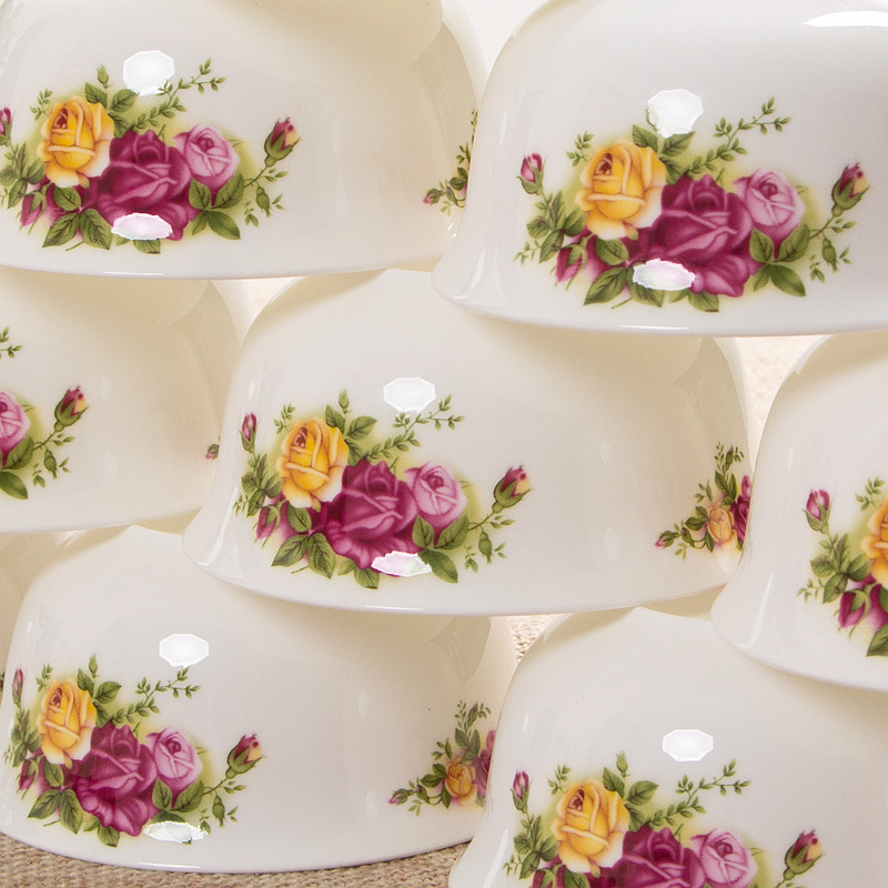 碗.5英寸骨瓷碗吃饭碗家用中式餐具陶瓷米饭碗喝汤小碗10个装