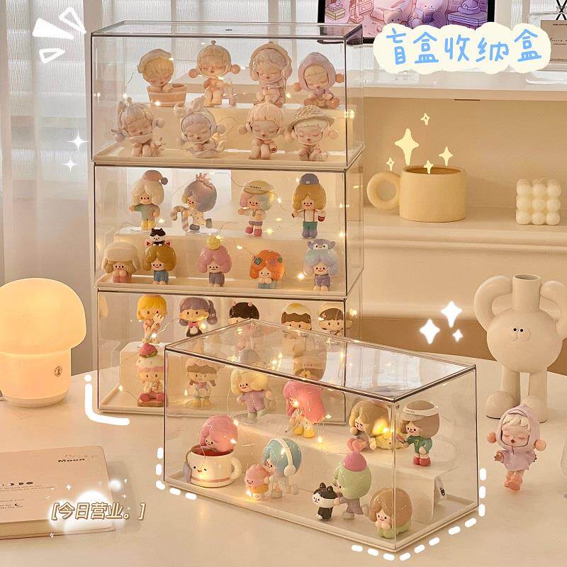 盲盒收纳展示架模型展示柜娃娃公仔摆件桌面萌粒透明展示盒痛柜女